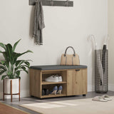 Vidaxl schoenbank met kussen artisanaal eiken 80 x 38 x 46 cm