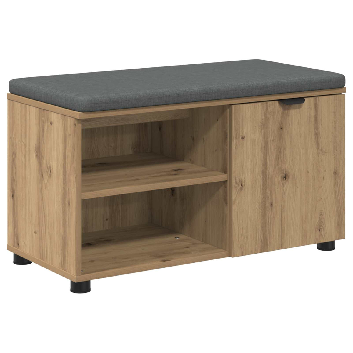 Vidaxl schoenbank met kussen artisanaal eiken 80 x 38 x 46 cm