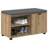 Vidaxl schoenbank met kussen artisanaal eiken 80 x 38 x 46 cm