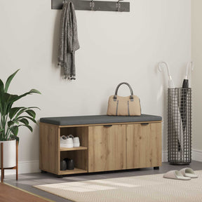 Vidaxl schoenbank met kussen artisanaal eiken 100 x 38 x 46 cm