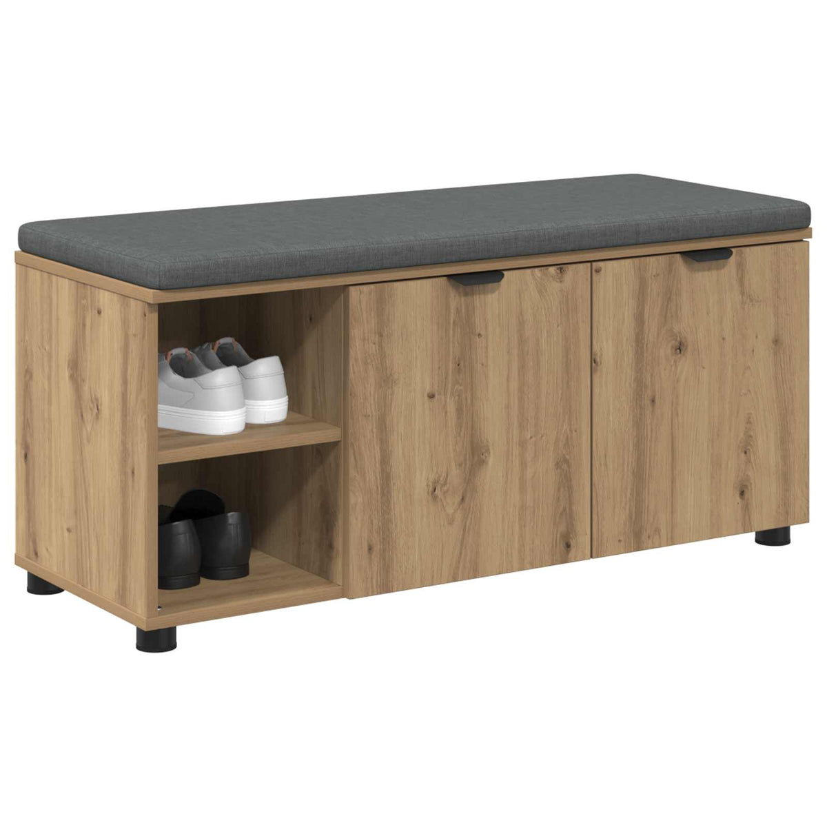 Vidaxl schoenbank met kussen artisanaal eiken 100 x 38 x 46 cm