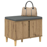 Vidaxl schoenbank met kussen artisanaal eiken 60 x 38 x 46 cm