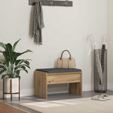 Vidaxl schoenbank met kussen artisanaal eiken 63 x 38 x 40 cm