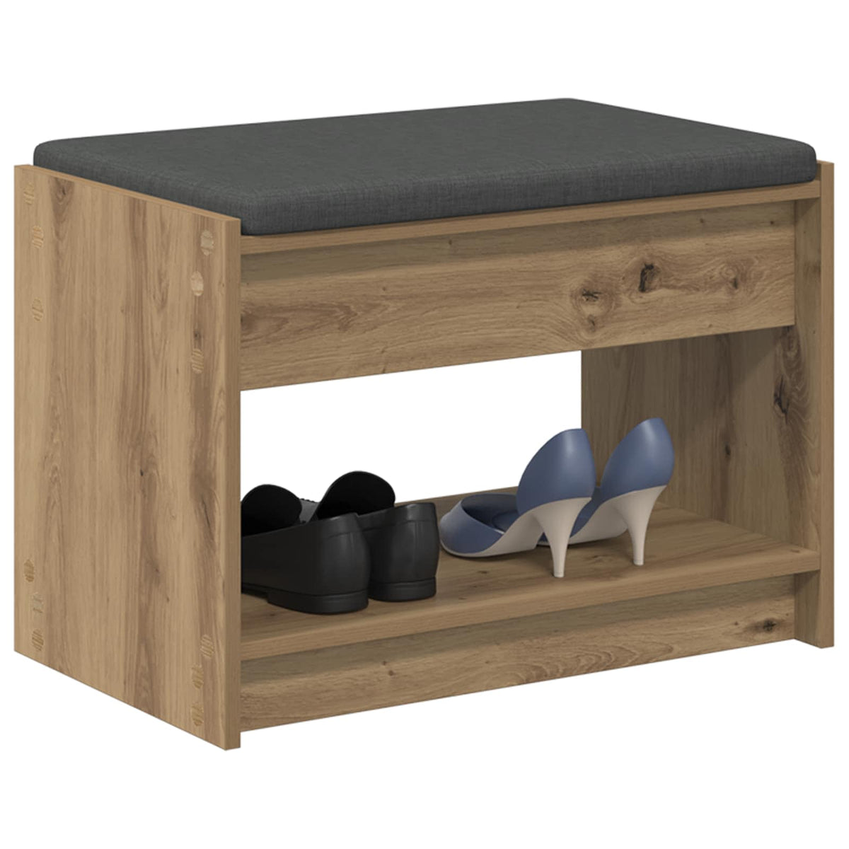 Vidaxl schoenbank met kussen artisanaal eiken 63 x 38 x 45 cm