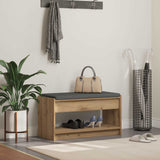 Vidaxl schoenbank met kussen artisanaal eiken 83 x 38 x 45 cm