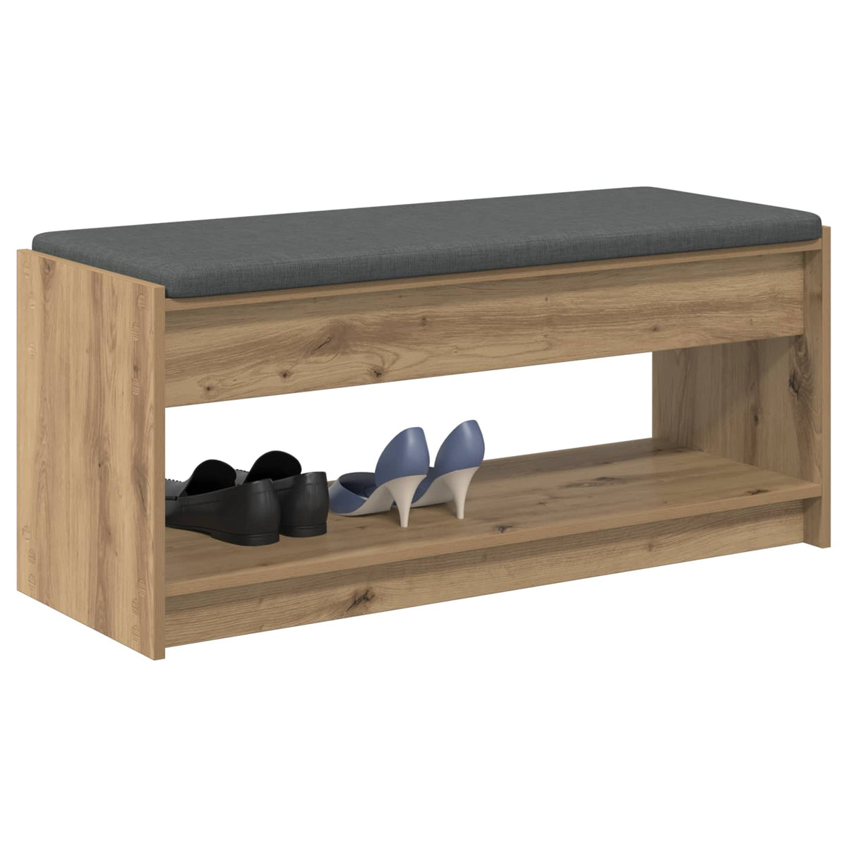 Vidaxl schoenbank met kussen artisanaal eiken 103 x 38 x 45 cm
