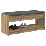 Vidaxl schoenbank met kussen artisanaal eiken 103 x 38 x 45 cm