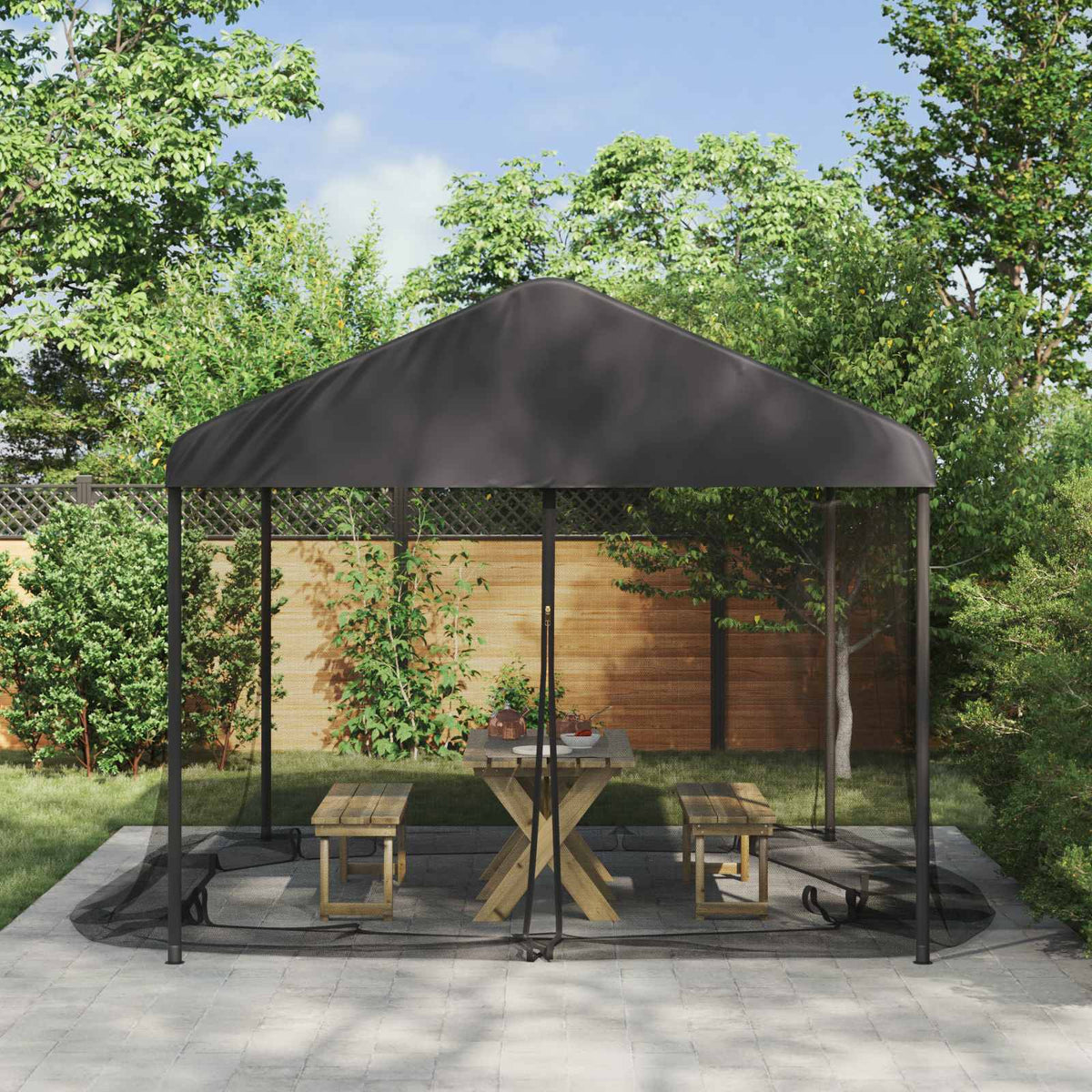 Vidaxl muggennet voor het prieel 220 mesh zwart 3,6 x 3 x 2 m