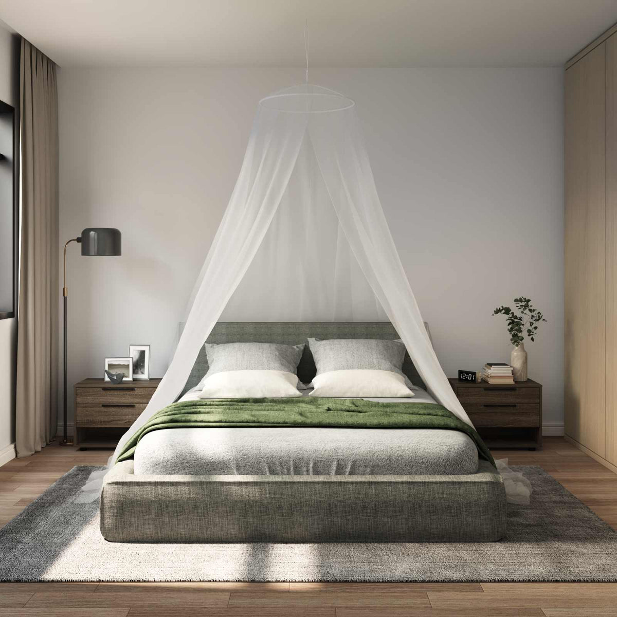 Vidaxl klamboe voor bed 3 st 156 mesh wit ⌀56 x 220 cm polyester