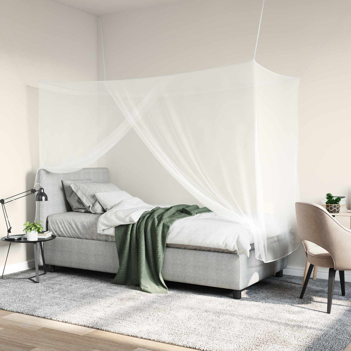 Vidaxl klamboe voor bed 3 st 156 mesh wit 220 x 100 x 150 cm polyester