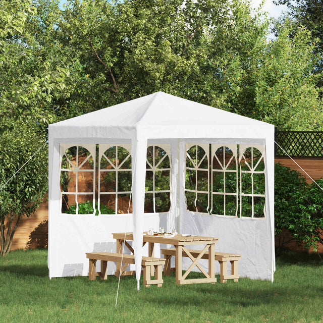 Vidaxl party tent zijwand 2 st 200 x 195 cm wit pe en staal