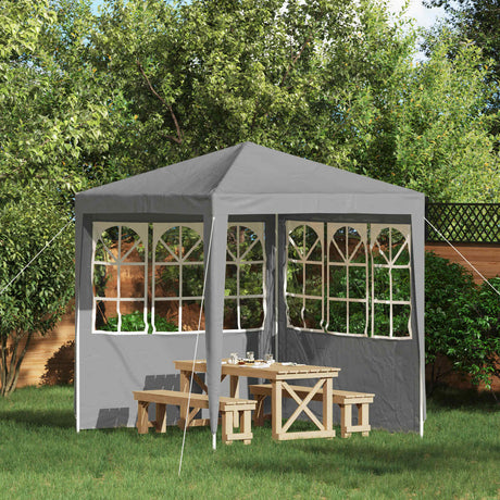 Vidaxl party tent zijwand 2 st 200 x 195 cm lichtgrijs pe en staal