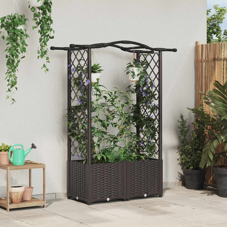Vidaxl verhoogd bed met trellis en dak bruin 125 x 40 x 138 cm pp
