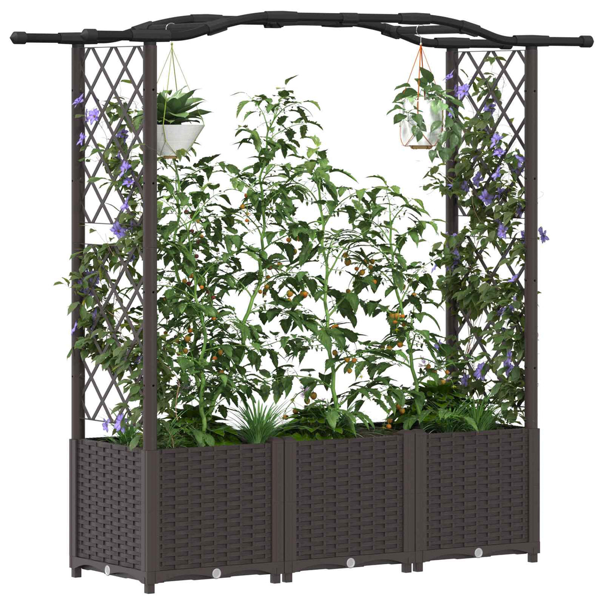 Vidaxl verhoogd bed met trellis en dak bruin 164 x 40 x 138 cm pp