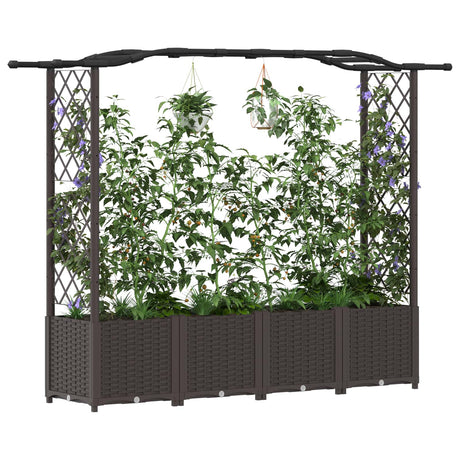 Vidaxl verhoogd bed met trellis en dak bruin 204 x 40 x 138 cm pp
