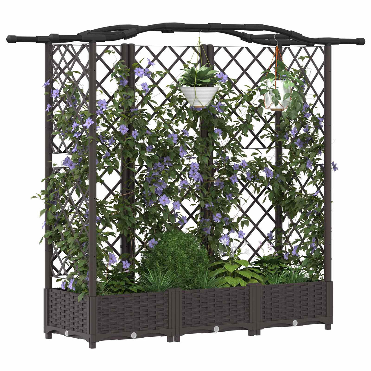 Vidaxl verhoogd bed met trellis en dak bruin 163 x 40 x 123 cm pp