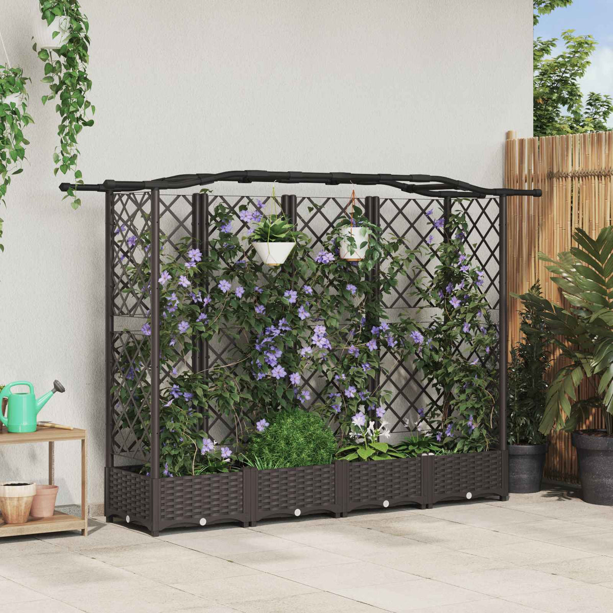 Vidaxl verhoogd bed met trellis en dak bruin 203,5 x 40 x 123 cm pp