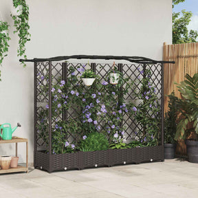 Vidaxl verhoogd bed met trellis en dak bruin 203,5 x 40 x 123 cm pp