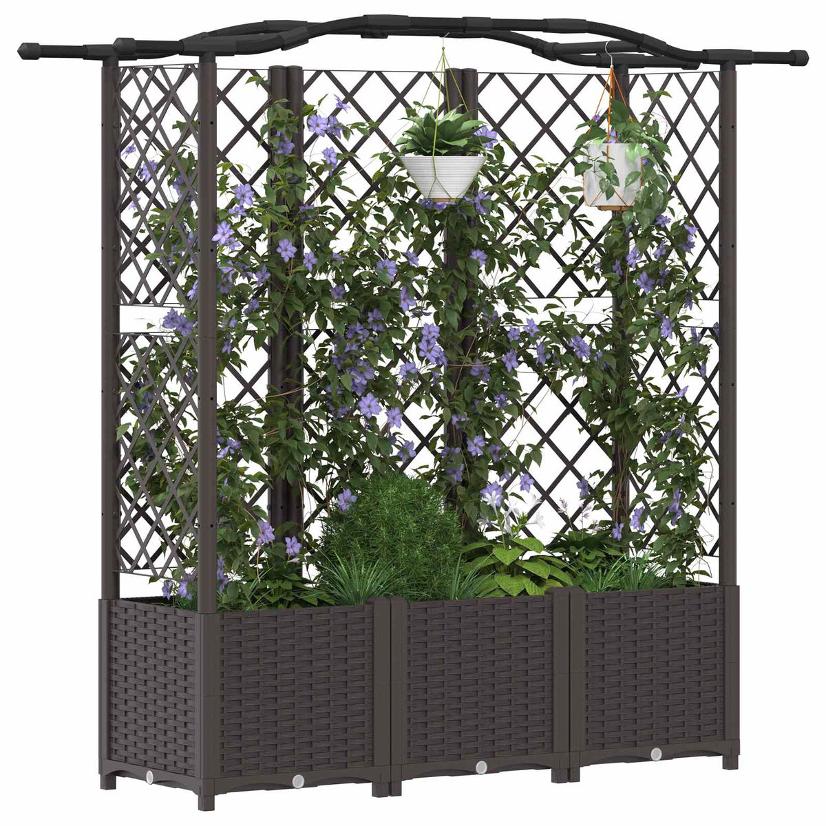 Vidaxl verhoogd bed met trellis en dak bruin 163 x 40 x 138 cm pp