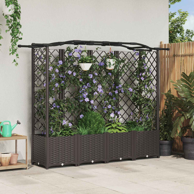 Vidaxl verhoogd bed met trellis en dak bruin 204 x 40 x 138 cm pp