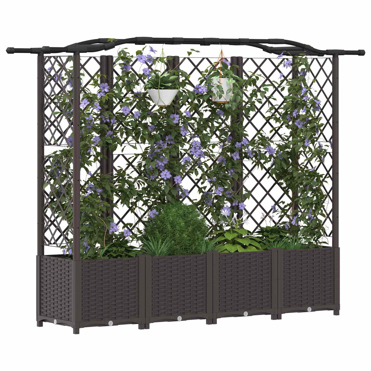 Vidaxl verhoogd bed met trellis en dak bruin 204 x 40 x 138 cm pp