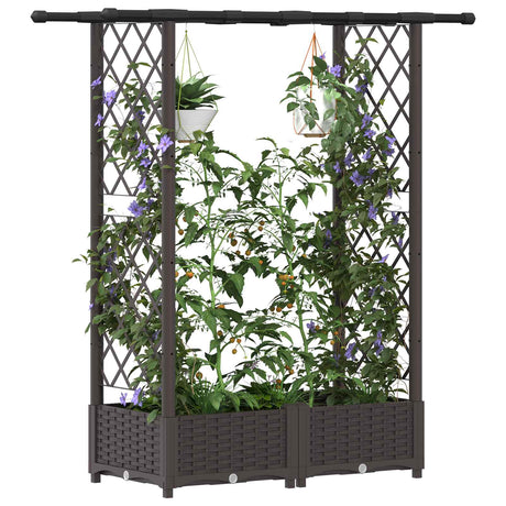 Vidaxl verhoogd bed met trellis en dak bruin 122,5 x 40 x 121 cm pp