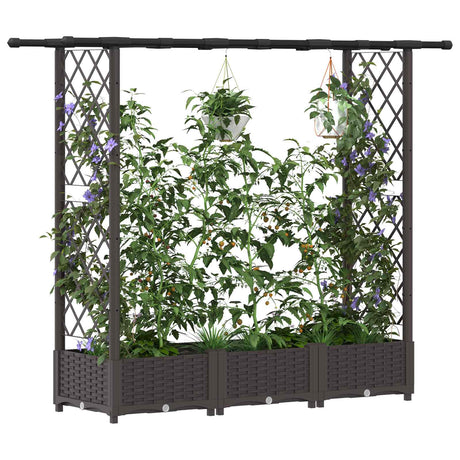 Vidaxl verhoogd bed met trellis en dak bruin 164 x 40 x 121 cm pp