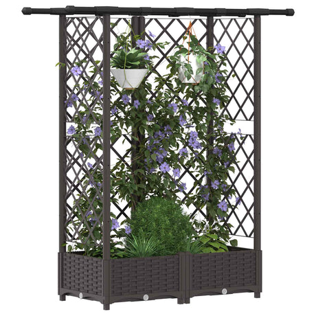 Vidaxl verhoogd bed met trellis en dak bruin 124 x 40 x 121 cm pp