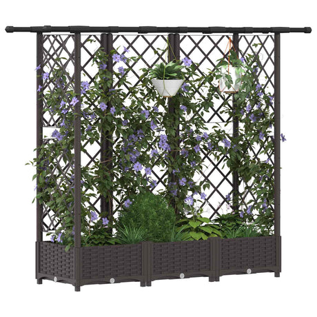Vidaxl verhoogd bed met trellis en dak bruin 164 x 40 x 121 cm pp