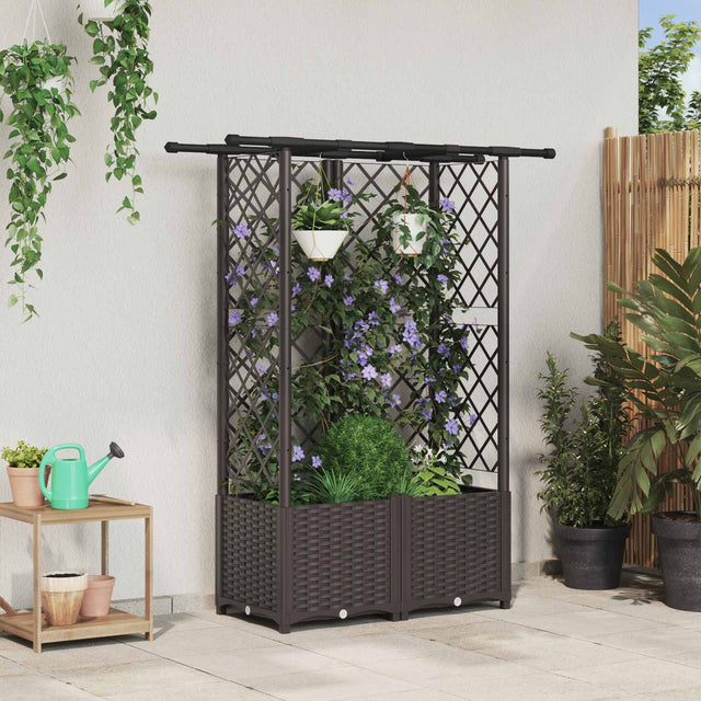 Vidaxl verhoogd bed met trellis en dak bruin 124 x 40 x 136 cm pp