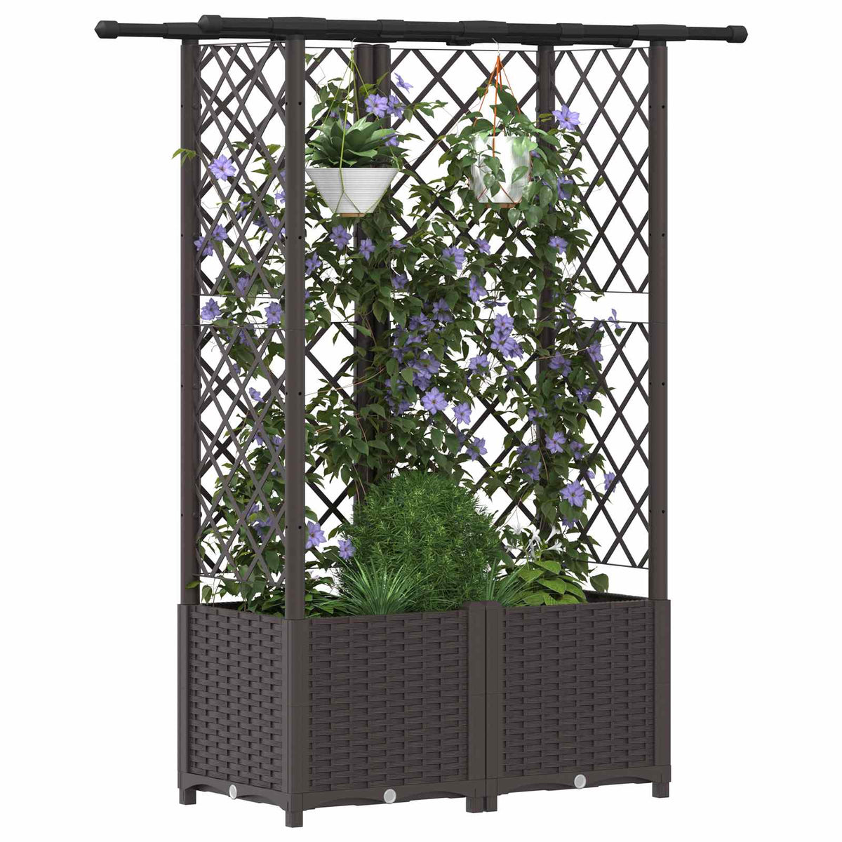 Vidaxl verhoogd bed met trellis en dak bruin 124 x 40 x 136 cm pp