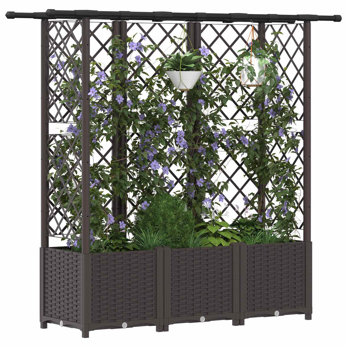 Vidaxl verhoogd bed met trellis en dak bruin 163,5 x 40 x 136 cm pp