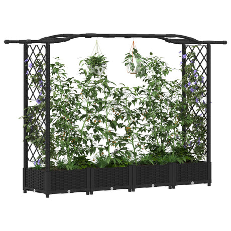 Vidaxl verhoogd bed met trellis en dak zwart 207 x 40 x 123 cm pp