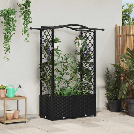 Vidaxl verhoogd bed met trellis en dak zwart 125 x 40 x 138 cm pp