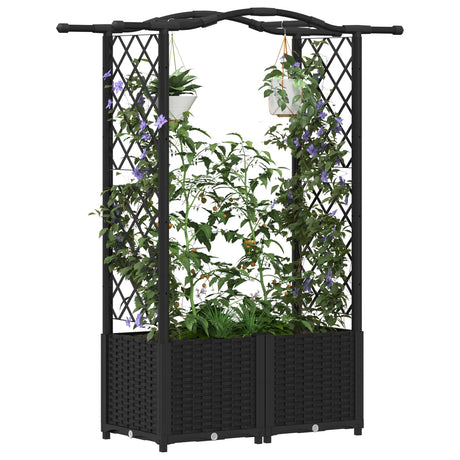 Vidaxl verhoogd bed met trellis en dak zwart 125 x 40 x 138 cm pp