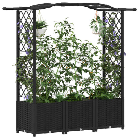Vidaxl verhoogd bed met trellis en dak zwart 164 x 40 x 138 cm pp