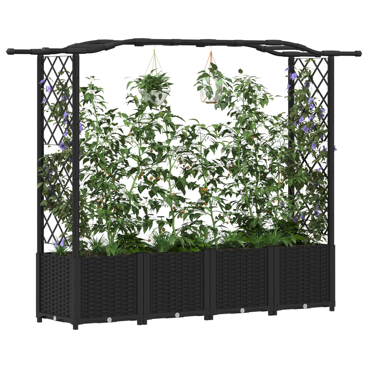 Vidaxl verhoogd bed met trellis en dak zwart 204 x 40 x 138 cm pp
