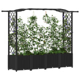 Vidaxl verhoogd bed met trellis en dak zwart 204 x 40 x 138 cm pp