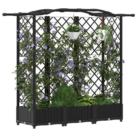 Vidaxl verhoogd bed met trellis en dak zwart 163 x 40 x 123 cm pp
