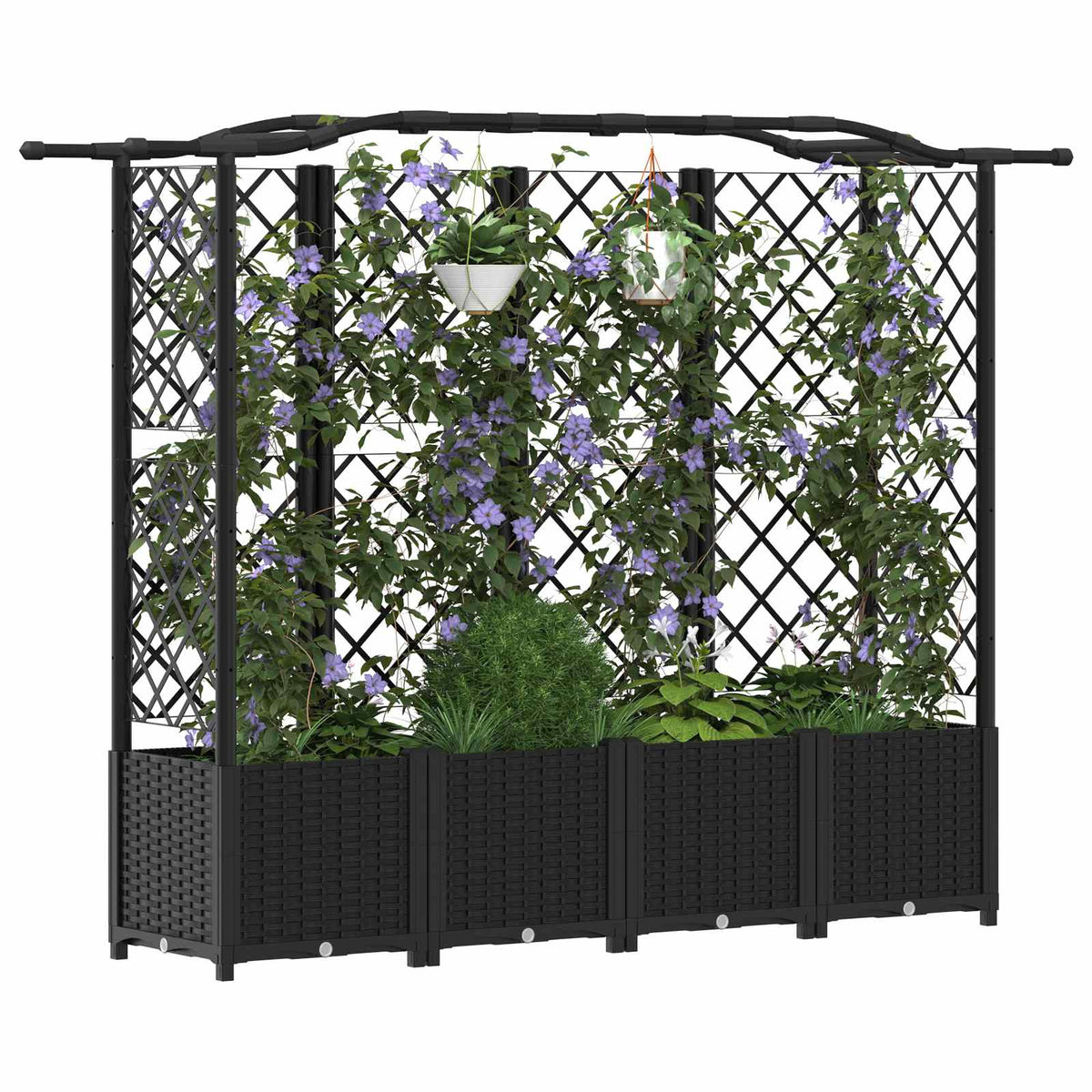 Vidaxl verhoogd bed met trellis en dak zwart 204 x 40 x 138 cm pp