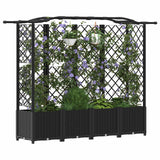 Vidaxl verhoogd bed met trellis en dak zwart 204 x 40 x 138 cm pp