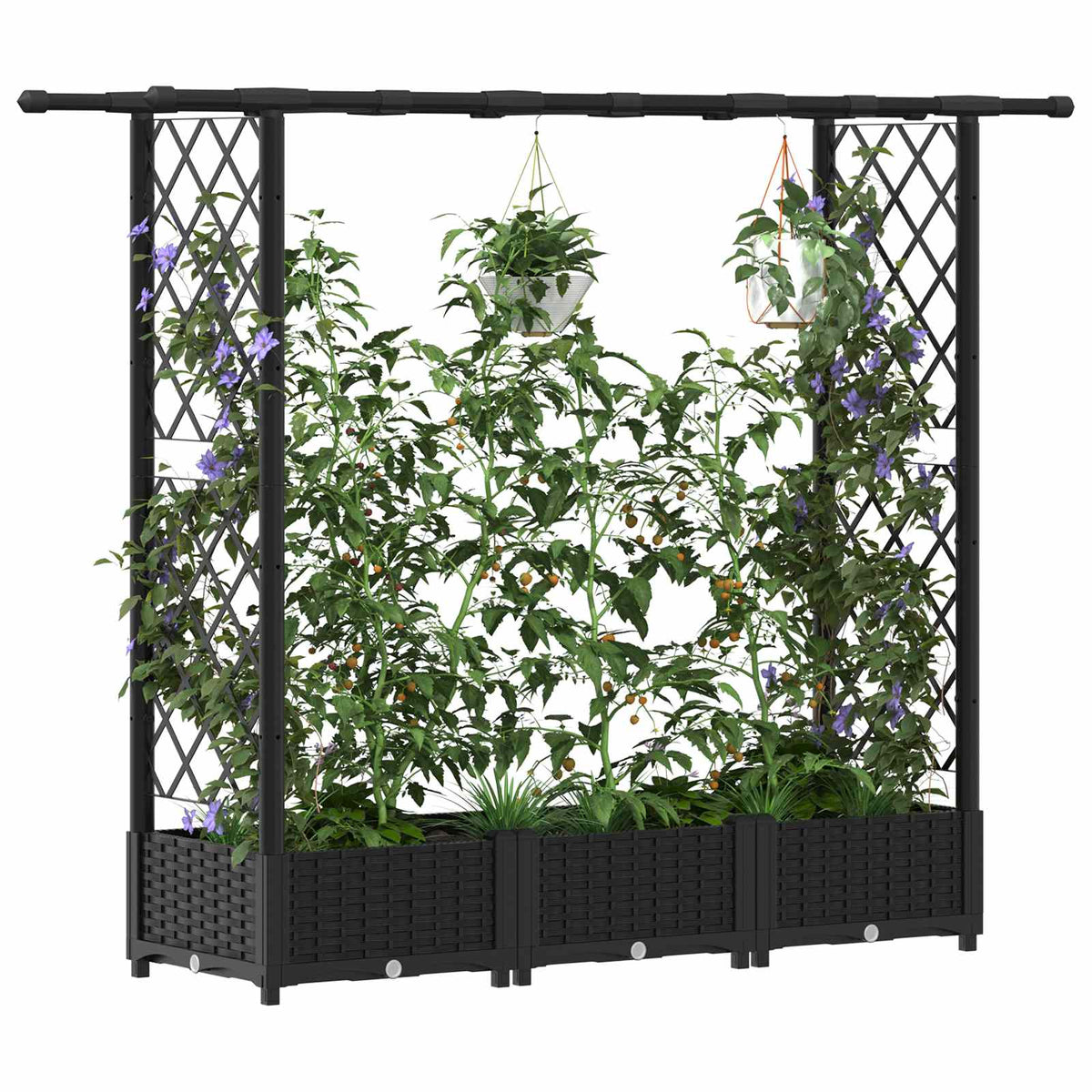 Vidaxl verhoogd bed met trellis en dak zwart 164 x 40 x 121 cm pp