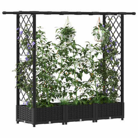 Vidaxl verhoogd bed met trellis en dak zwart 164 x 40 x 121 cm pp
