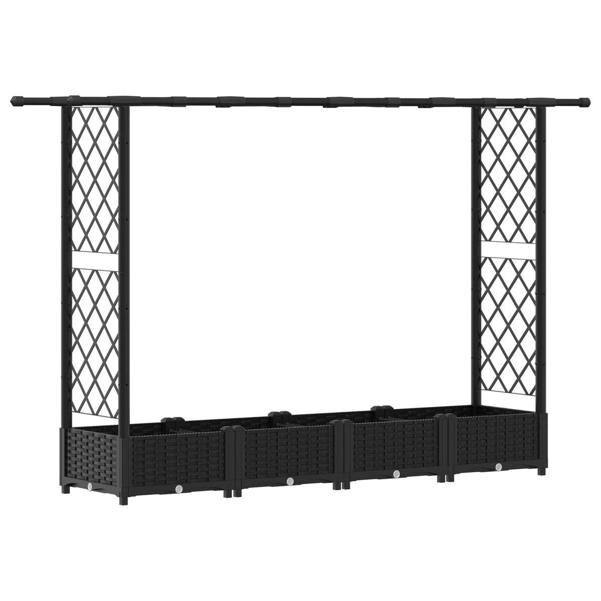 Vidaxl verhoogd bed met trellis en dak zwart 203 x 40 x 121 cm pp