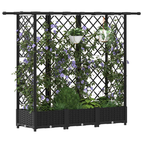 Vidaxl verhoogd bed met trellis en dak zwart 164 x 40 x 121 cm pp