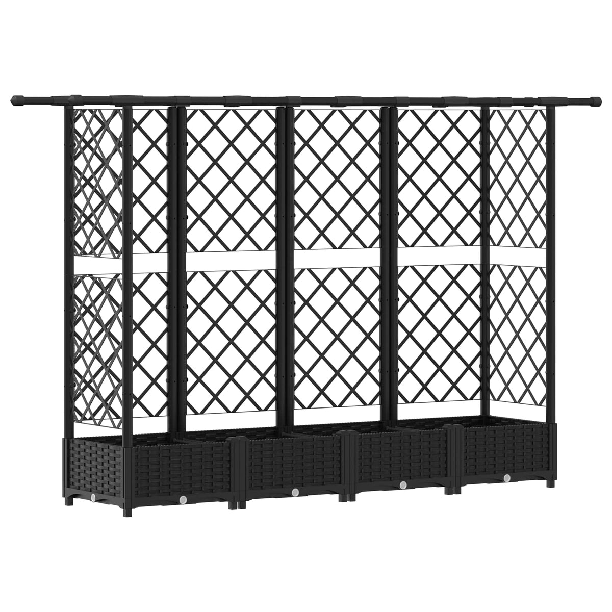 Vidaxl verhoogd bed met trellis en dak zwart 202,5 x 40 x 121 cm pp