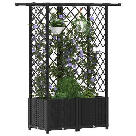 Vidaxl verhoogd bed met trellis en dak zwart 124 x 40 x 136 cm pp