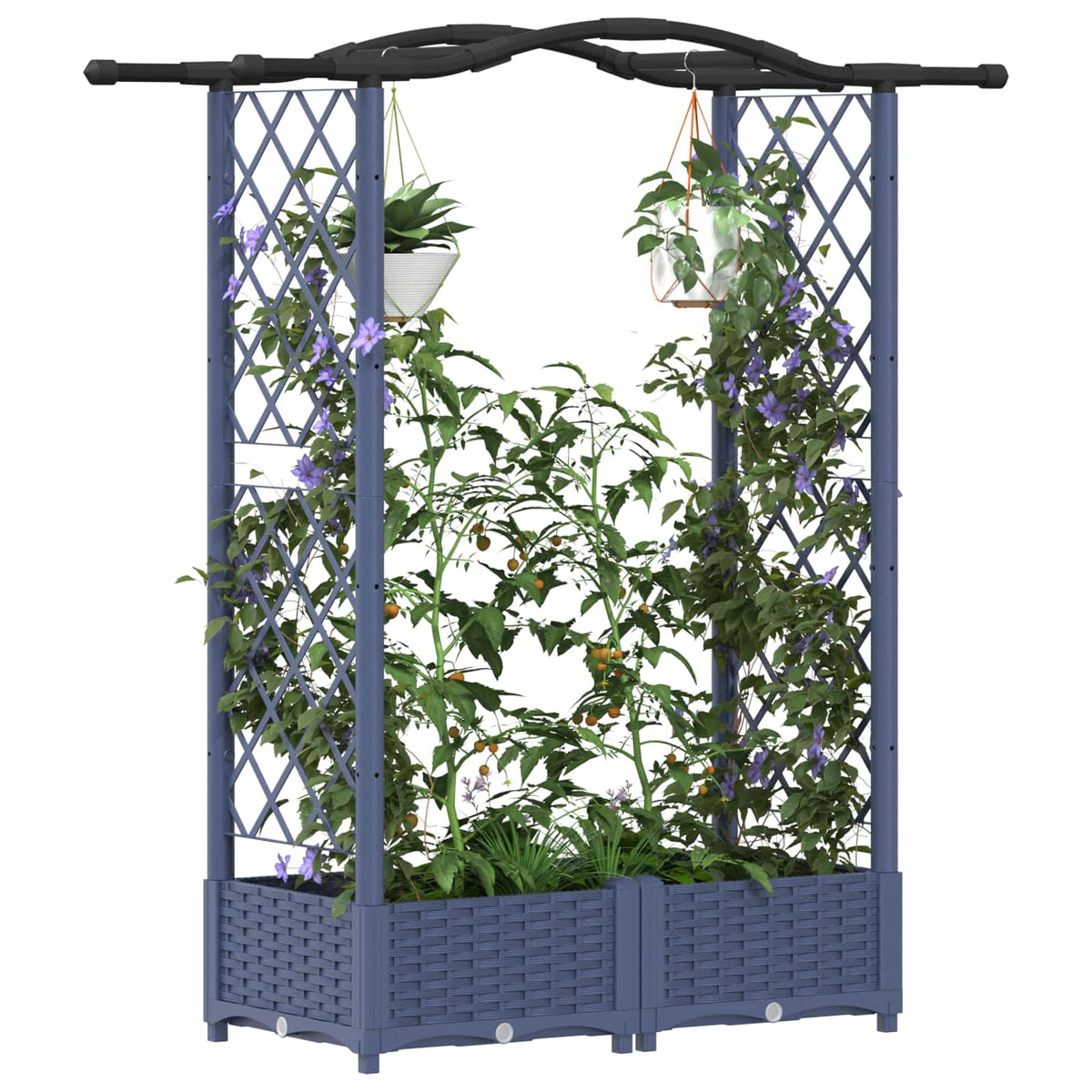 Vidaxl verhoogd bed met trellis en dak grijs 124 x 40 x 123 cm pp