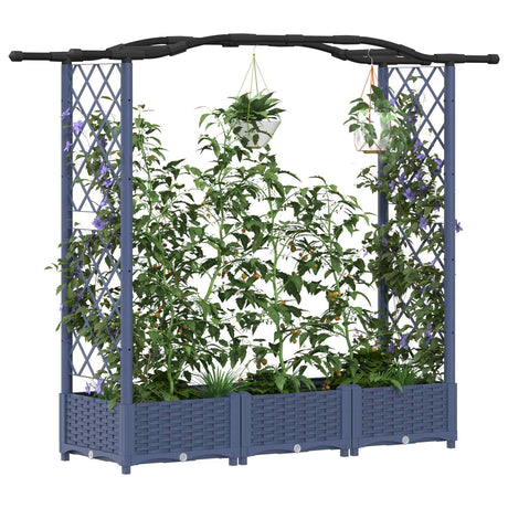 Vidaxl verhoogd bed met trellis en dak grijs 169 x 40 x 123 cm pp