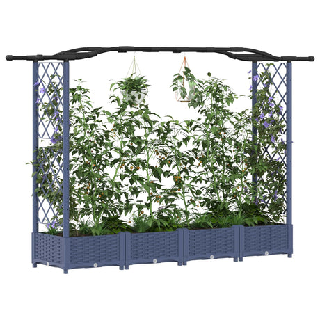 Vidaxl verhoogd bed met trellis en dak grijs 207 x 40 x 123 cm pp
